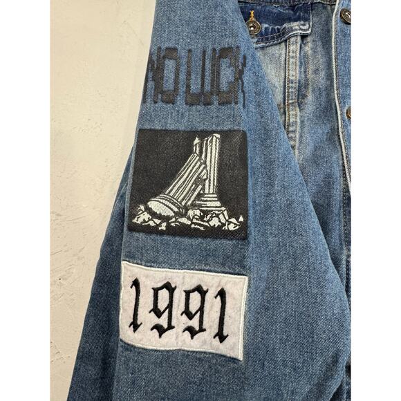 Brooklyn Cloth Denim Jacket L Self-Made Graphic Jean Patchwork Streetwear - Picture 10 of 14